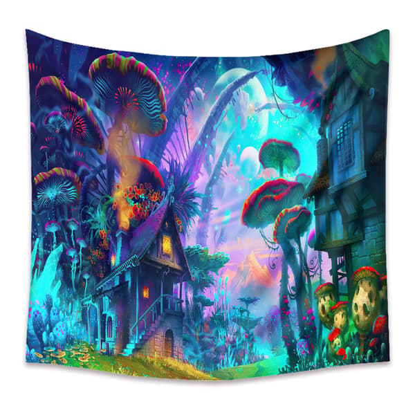 Halloween-seinävaate, Fantasy Psychedelic Tapestry Mushroom Cas