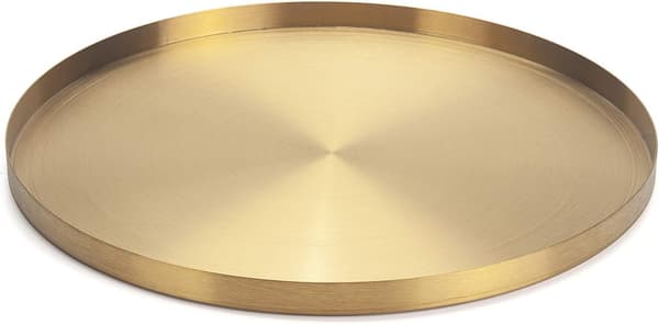 Guld Rund Serveringsbakke Rustfrit Stål Smykker og Makeup Organizer/Lysfad Dekorativ Bakke (30cm)