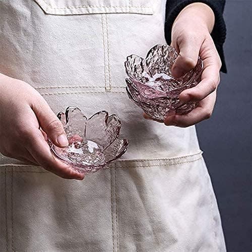 8 stk. glas skål i Sakura-form til krydderier, dyppeskåle, forretsfade