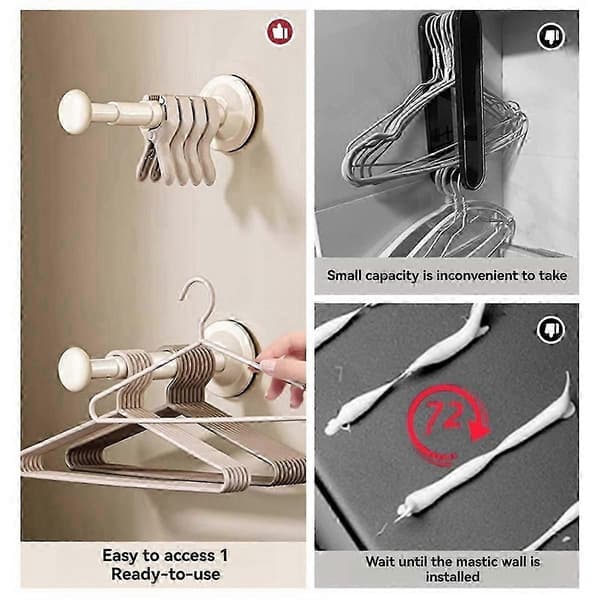 3 Pcs Suction Cup Clothes Hanger Storage Organizer Home Balcony Multifunctional Wall Mounted Hanger