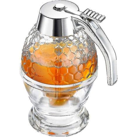 Hunajadispenser säilytystelineellä, 200 ml siirappiannostelija