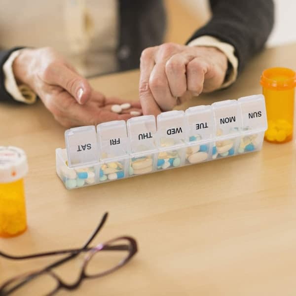 Ekstra stor uke-pilleorganisator 2 stk, daglige pilleetuier