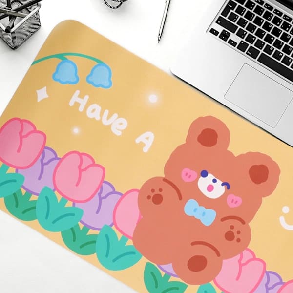 Cartoon Mouse Pad for Laptop Non-Slip Computer Keyboard Stitched Edge Desk Accessories Office
