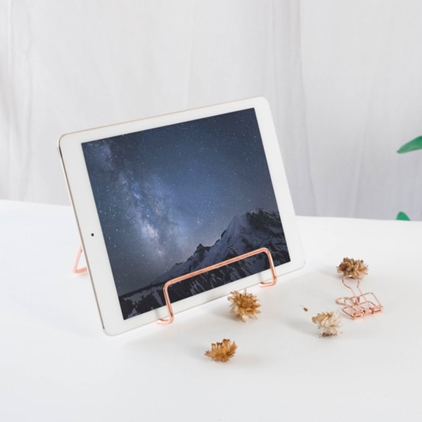Tabletbog Avisstativ Metal Magasinholder Geometrisk opbevaringsstativ Guld