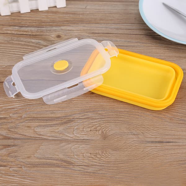 500ml Silicone Collapsible Portable Lunch Box Bowl Foldable Food Storage Container Yellow