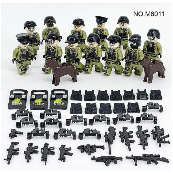 Militær byggesæt med 12 minifigurer