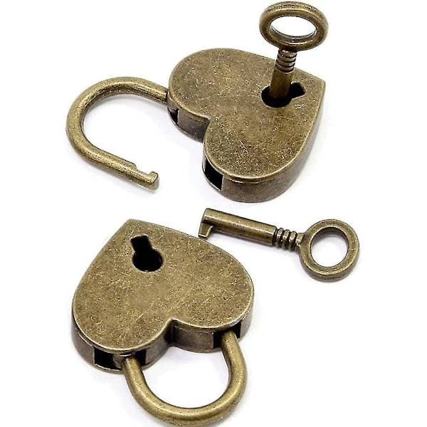 Hjerteformet lås, hjerteformet hengelås med nøkkel, vintage hengelås, minilås
