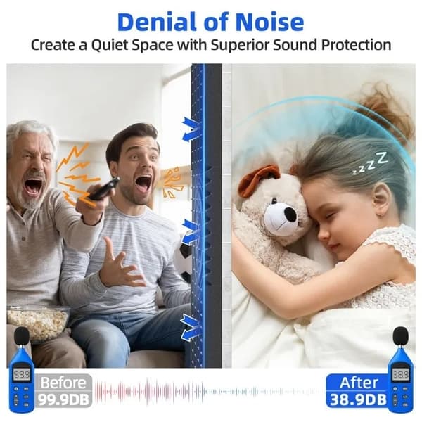 12-pack Acoustic Panel - Self-adhesive Sound Absorbing Foam Tiles, High-density Wall Panel, 30x30x2.5 cm, Black_yux