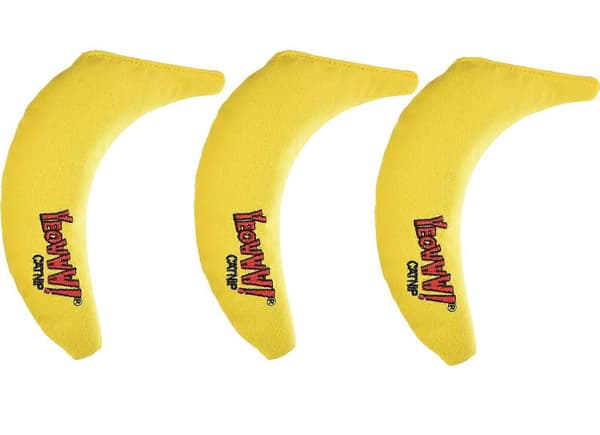 Wekity 100% Økologisk Katteurt Legetøj, Gul Banan 3-pak