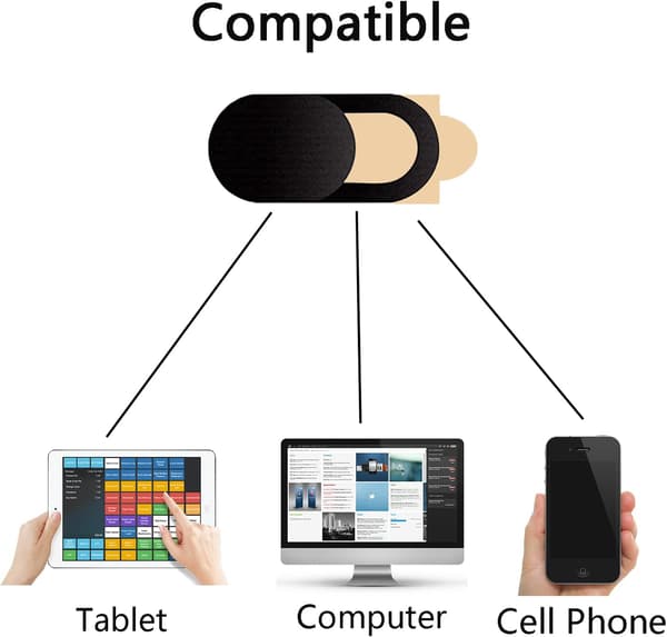 8 stk. webcam-cover (sort), ultratyndt beskyttelse til frontkamera, kamerabeskyttelse til bærbar computer, smartphone, tablet, MacBook Pro, iPad