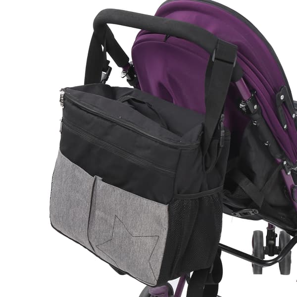 Mamma Messenger Bag Large Capacity Stroller Hanging Organizer Waterproof Handbag Black