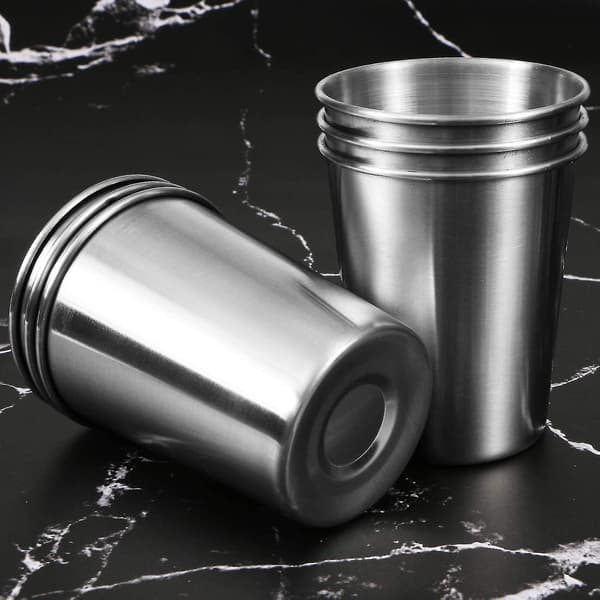 6-pakning 230 ml rustfrie, knusesikre drikkeglass i metall