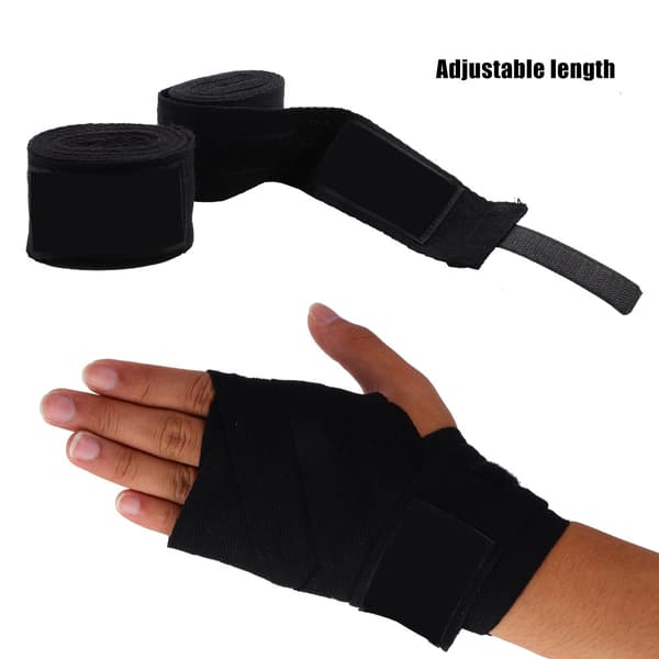 Elastiske håndbind til voksne, 1 par, til boksning, kickboksning, Muay Thai (sort)