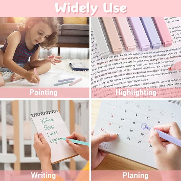 Pastel Highlighters, 12 stk. Overstregningstusser, Assorterede Morandi-farvede overstregningstusser