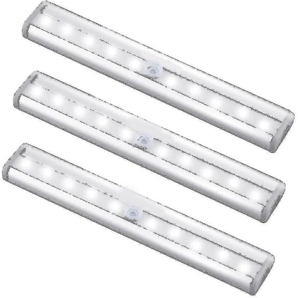3-pakning oppgraderte USB-oppladbare 10 LED magnetiske bevegelsessensorlamper