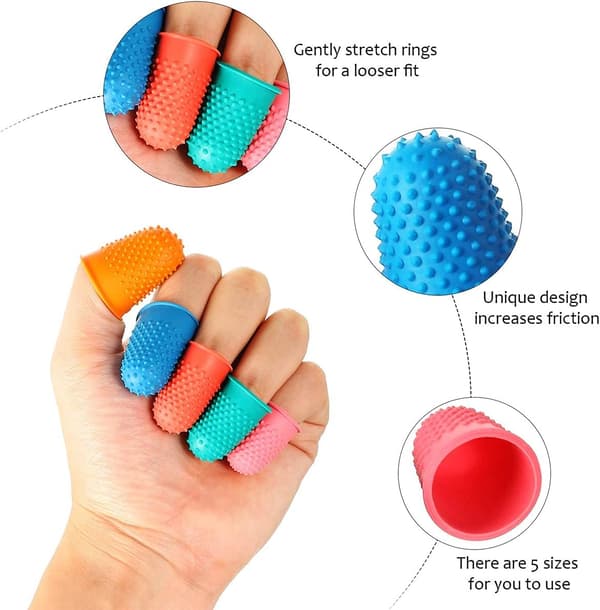 Gummi fingertoppsskydd, återanvändbara för sortering, pengaräkning, skrivning, etc.