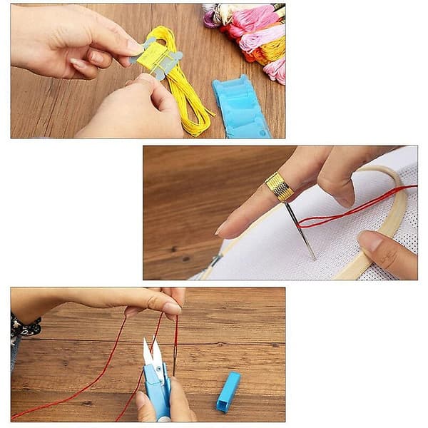DIY-ompelusarja, taikakirjontakynä, rei'itysneulasarja 12 värillisellä langalla