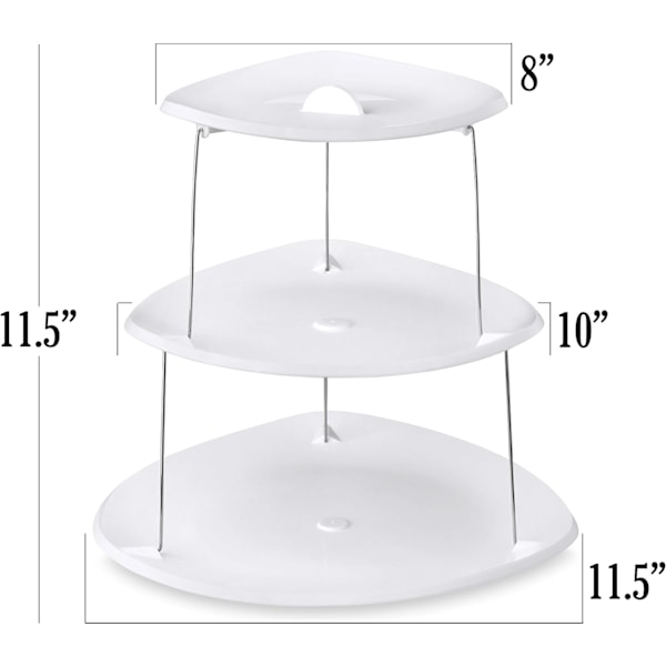 Hopfällbar 3-vånings serveringsbricka: Dekorativ design som viks ihop, en elegant bricka för smörgåsar, kakor, ostskivor och charkuterier
