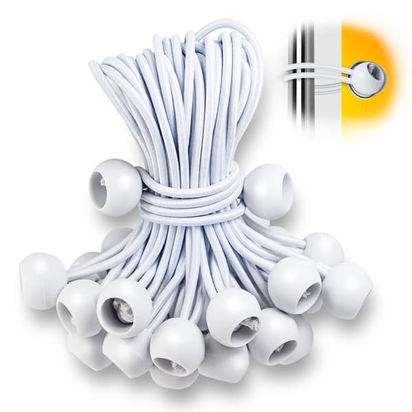 25-pack Ball Bungee Vit Högpresterande 6 Tum Väderbeständig 5m