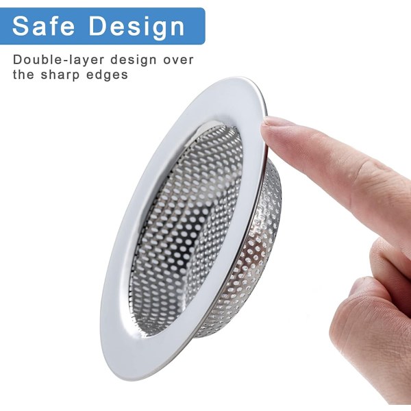 Universal Stainless Steel Sink Strainer, Drain Strainer, Drain Plug, Sink Strainer for Most Kitchen Drain Baskets, Outer Diameter (11.2 cm)