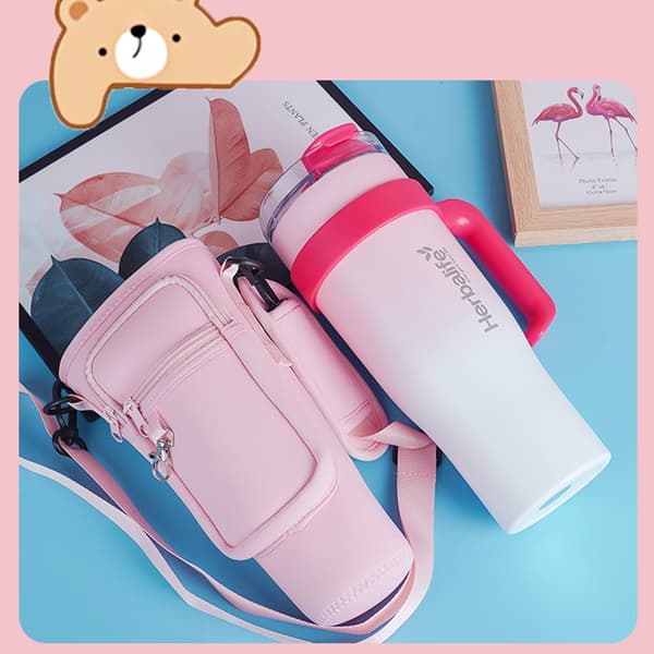 Bæretaske med mobillomme til Stanley 40oz Rosa