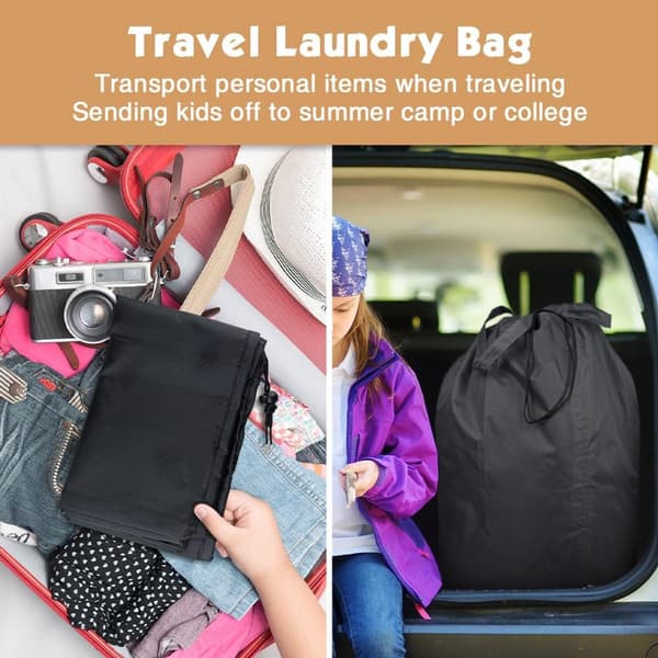 Laundry Sorter - Black Foldable Laundry Basket - 2 Washable Bags with Handles and Drawstring - Sturdy, Large Enough for 3
