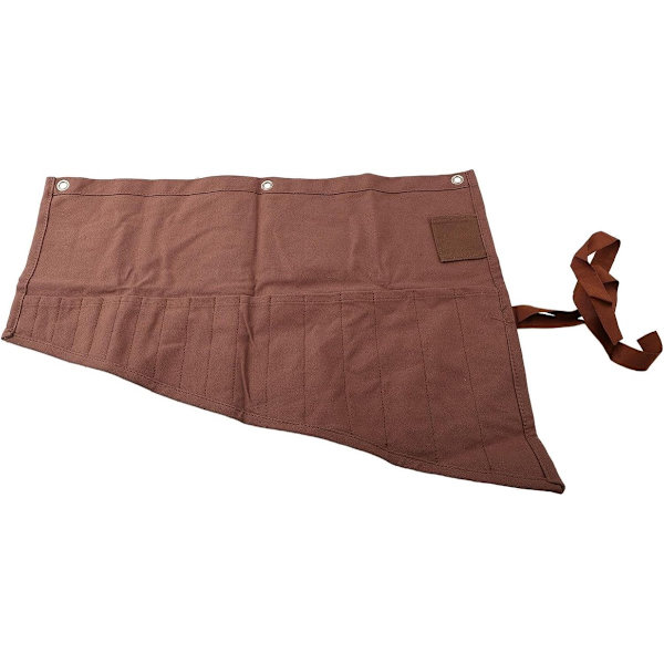 Multifunctional Waxed Canvas Tool Roll Bag with 16 Pockets (A)