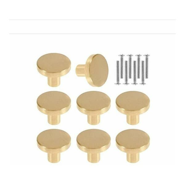 Solid Brass Round Knobs, Furniture Knobs, Round, Vintage Furniture Handles, with Screws for Drawers, 22 x 40 mm, Starlight