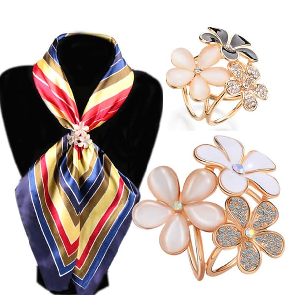 2 st silkesscarf spänne med tre ringar