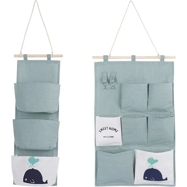 Styles Wall Mounted Storage Bag Linen Fabric Organizer with Small Pockets - Multifunctional and Large Capacity for Home Office