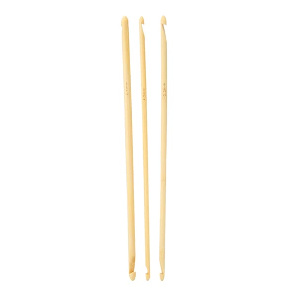 3-pack crochet hook set, various sizes, double-ended, non-slip, bamboo, Tunisian crochet hook for knitting and sewing