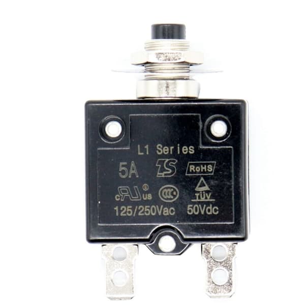 1 X 5A 12V/24V Resettable Thermal Panel Circuit Breaker with Push Button and Waterproof Cap