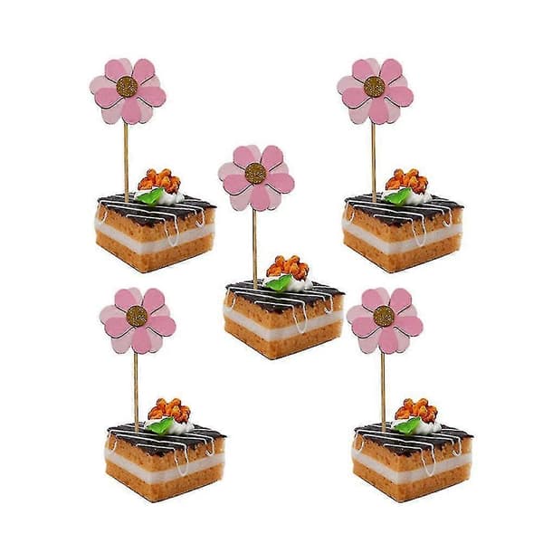 6 stk. Flicker Blomsterblad Kage Toppers Rosa