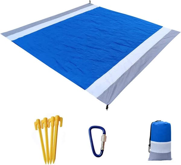 Oversized Beach Blanket Picnic Blanket Waterproof Washable Beach Mat with 4 Stakes Beach Blanket for Beach Park Camping Hiking