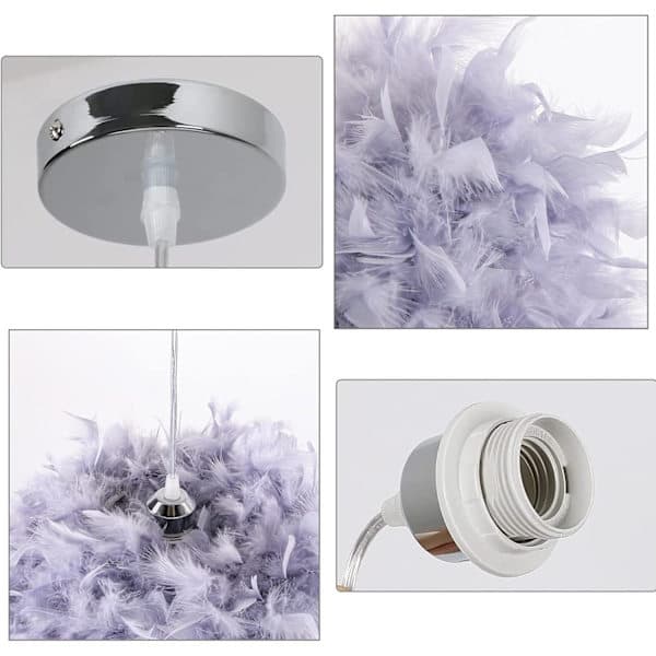 Fjærlampe Anheng, Moderne Sfærisk Pendellampe 30CM, E27 Taklampe Dekorasjon, for Stue Soverom Barnerom Gutterom