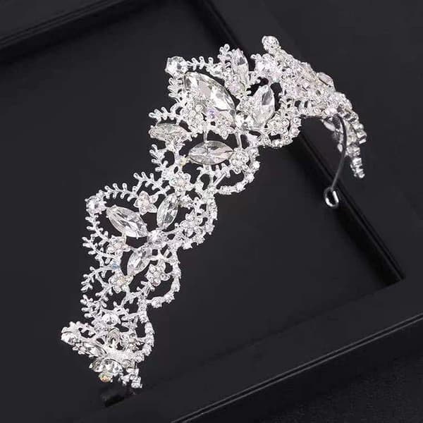 Crystal Tiara Crown, Copper Zircon Rhinestone Crown Tiara Encrusted