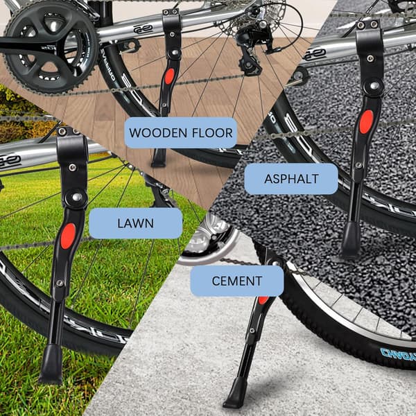 (Black) Adjustable Aluminum Alloy Bicycle Kickstand, Height with Non-S