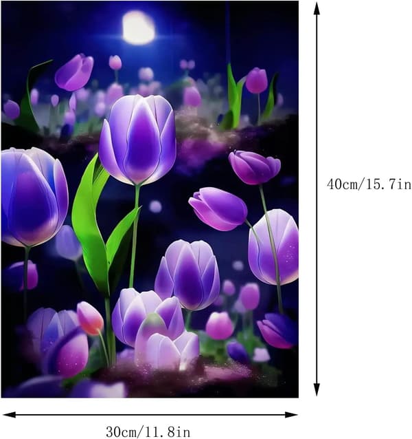 30x40cm, TULIP 5d diamantmaleri rhinestones broderi lerret