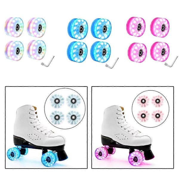 4 Roller Skate Wheels 58mm X 32mm Luminous Quad Roller Skate Wheels Outdoor Roller Skates Luminous Wheels Blue
