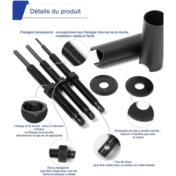 9-23mm Motorcycle Inner Bearing Puller with Blow-Molded Cases Bearing Puller with 5 Collets for Bicycle Bearings, Needle Bearings, Gearbox Bearings