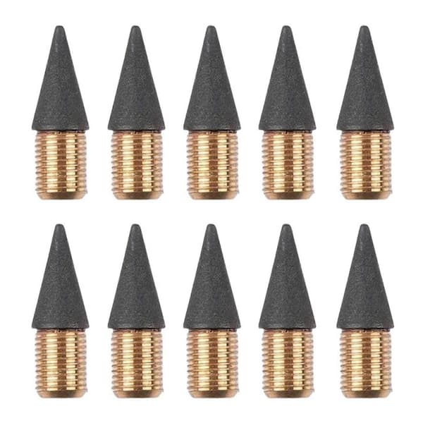 JIKAIX 10 Pcs Pencil Nibs Erasable Replaceable Eternity Refillable Detachable Smooth Writing Graphite Inkless Writing Pen Nibs School Supplies