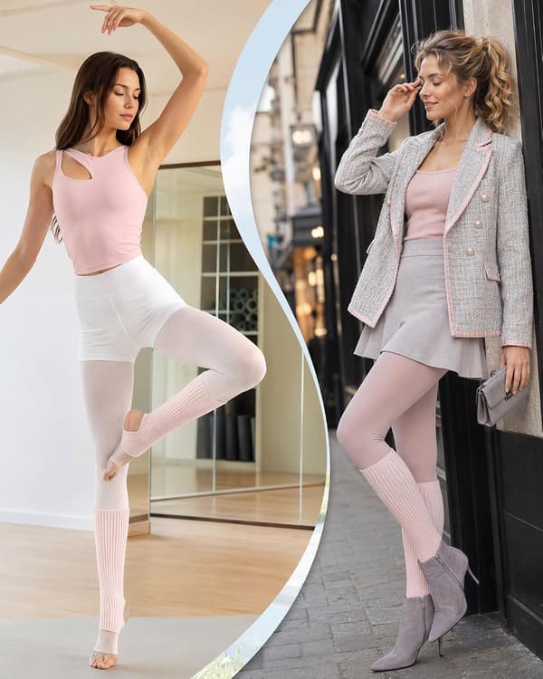 Dame Stigbøjle Ballet Benvarmere 16.9\" Ribstrikkede Strækstrømper Pink One Size One Size Ballet Pink