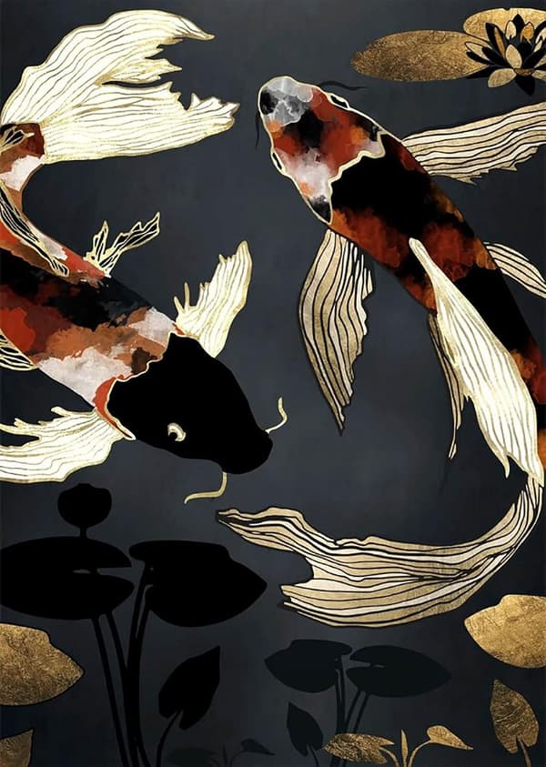 Sort Koi Diamantkunstdragt, Voksen Abstrakt Diamantmaleri Co