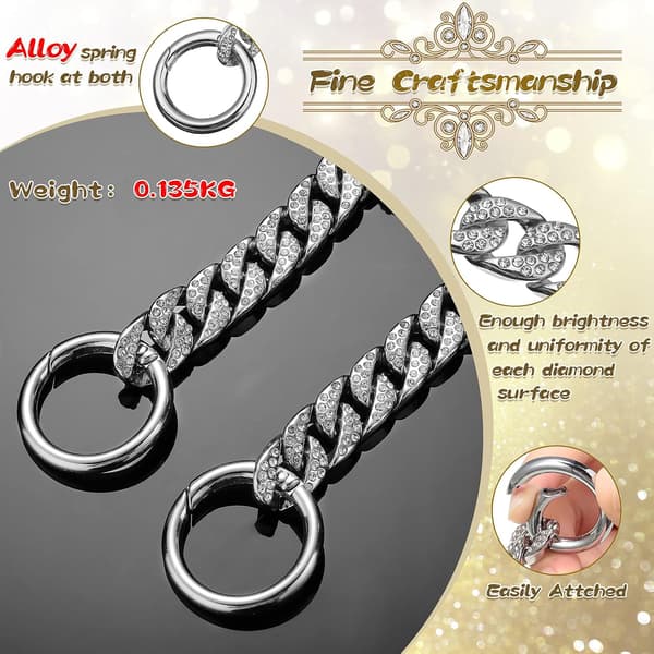 4 Pieces Gold Crystal Shoe Charm Chain Metal Chain Shoe Decoration