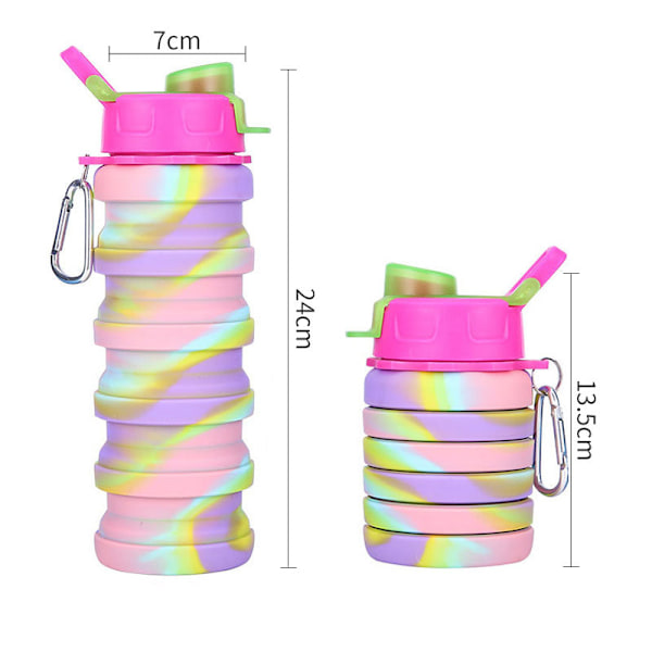 Kasaannettavat Vedenpullot - 530 ml Vedenkuppi BPA-vapaa Silikoninen Kasaannettavat Vedenpullot Lapsille - Matkavedenpullo