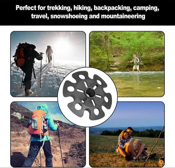 Trekking Pole Baskets - Universal Snow and Ski Baskets, Removable Protectors for Trekking Poles, Rubber Tips (12 pcs)