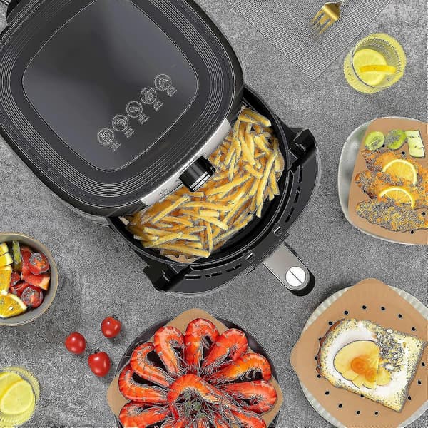 Bakplåtspapper för Air Fryer, 200 st Kvadratiska Bakplåtspapper, 8,5 Tum Perforerade Bakplåtspapper