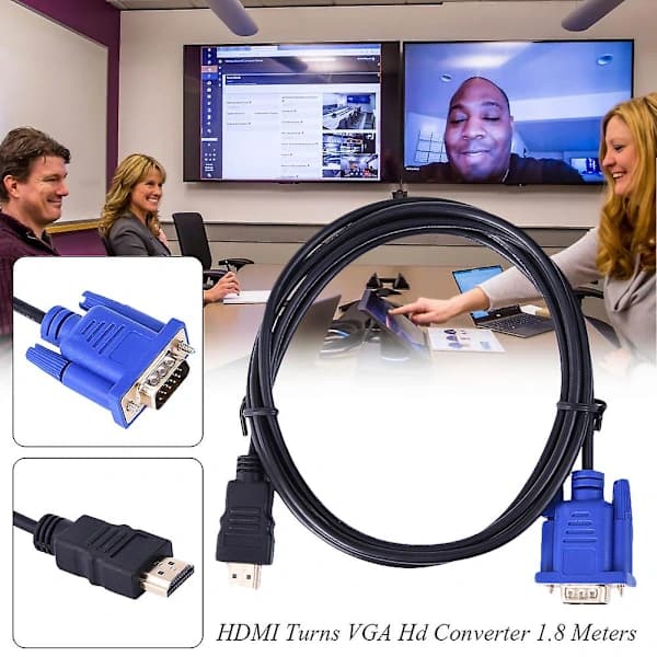 【xj】HDMI til VGA-kabel HDMI til VGA 1,8 m HD HDTV til vertsvideotilkoblingskabel