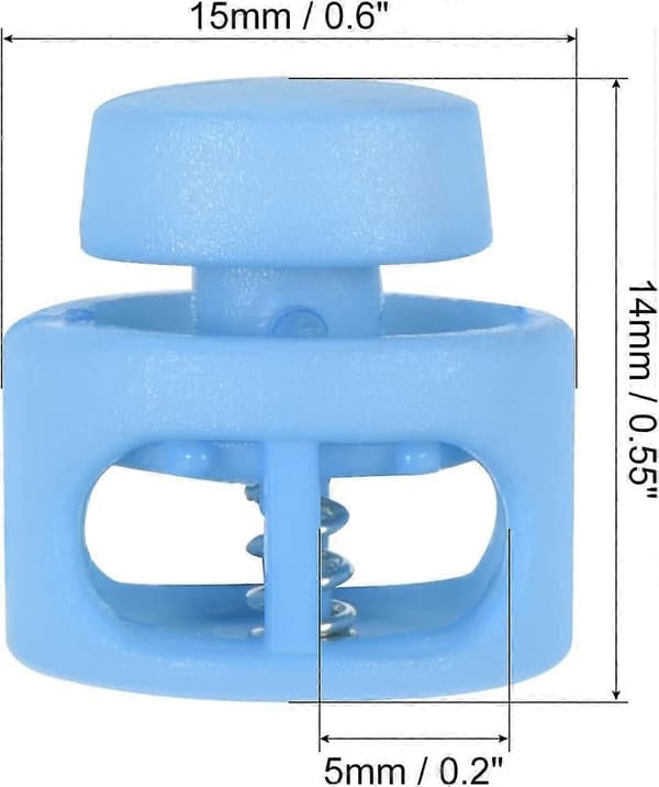 Sladdlås Sorterade, 100-pack Runda Dubbelhål Fjäder Toggle Stopper 14mm för