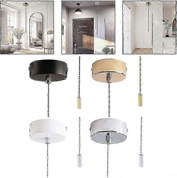 Bathroom Light Pull Cord Switch with Mounting Kit - Gold Ceiling Light Pull Cord Switch Accessory